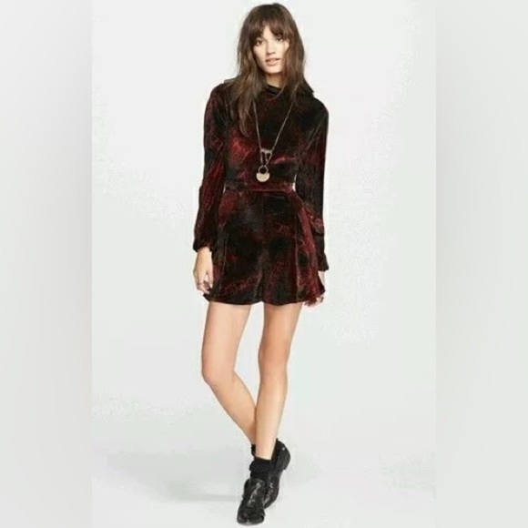 Free People Red and Black Velvet Dress - Picture 2 of 5